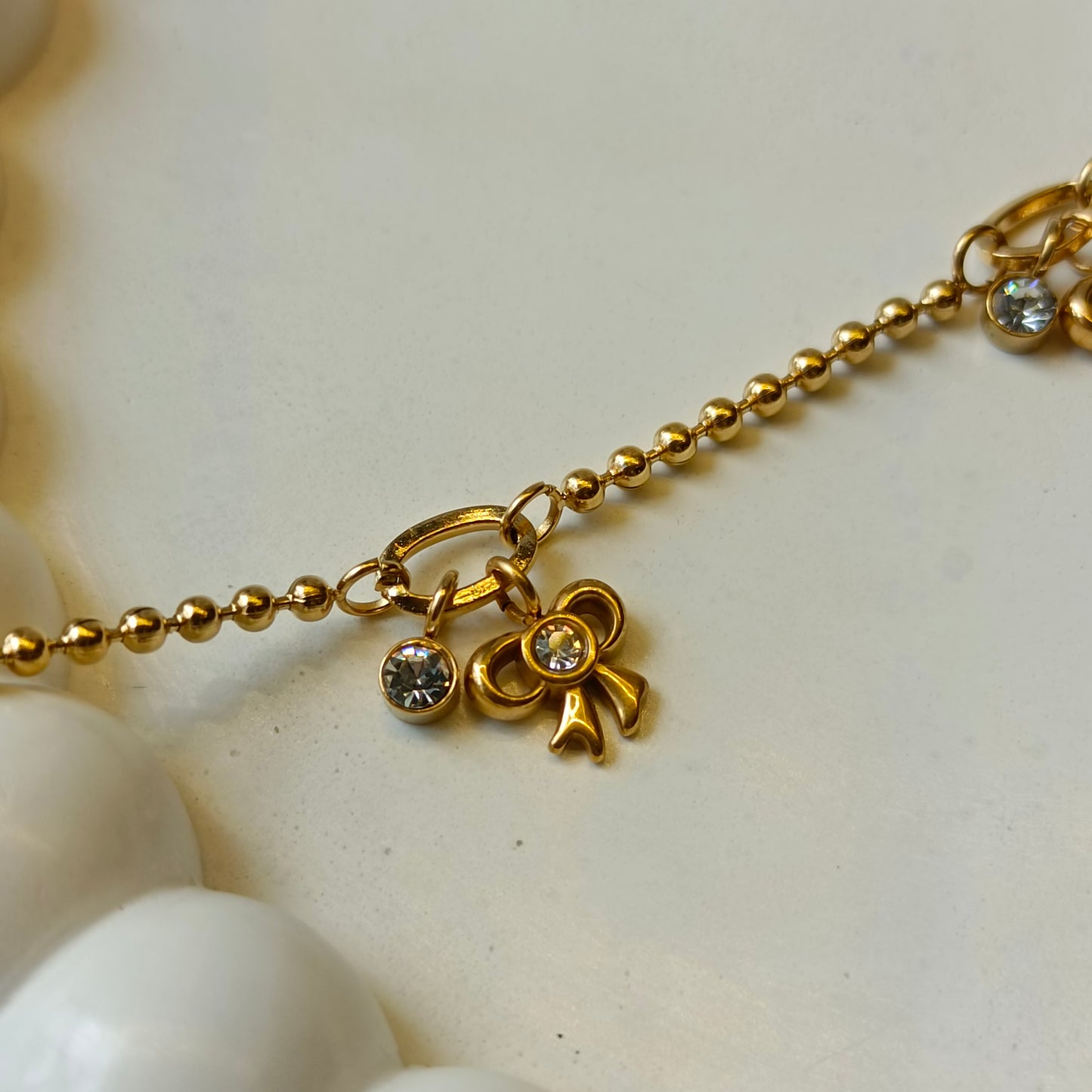 Studded Bow Bracelet 18K Gold Plated, Waterproof and Anti Tarnish