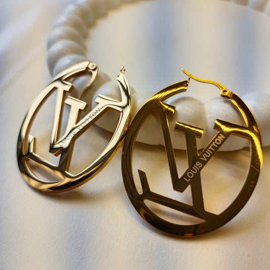 LV Hoop Earrings 18K Gold Plated, Waterproof and Anti Tarnish