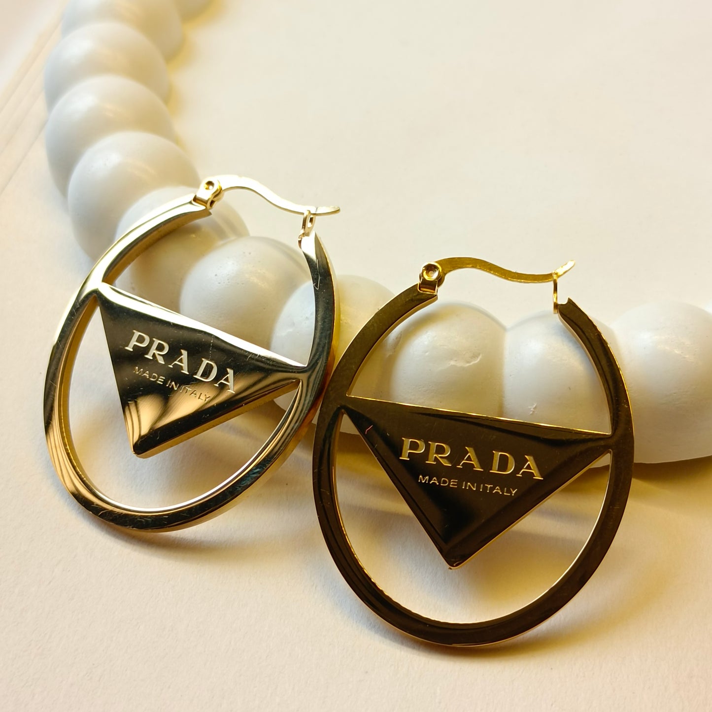 Prada Bold Hoop Earings 18K Gold Plated, Waterproof and Anti Tarnish