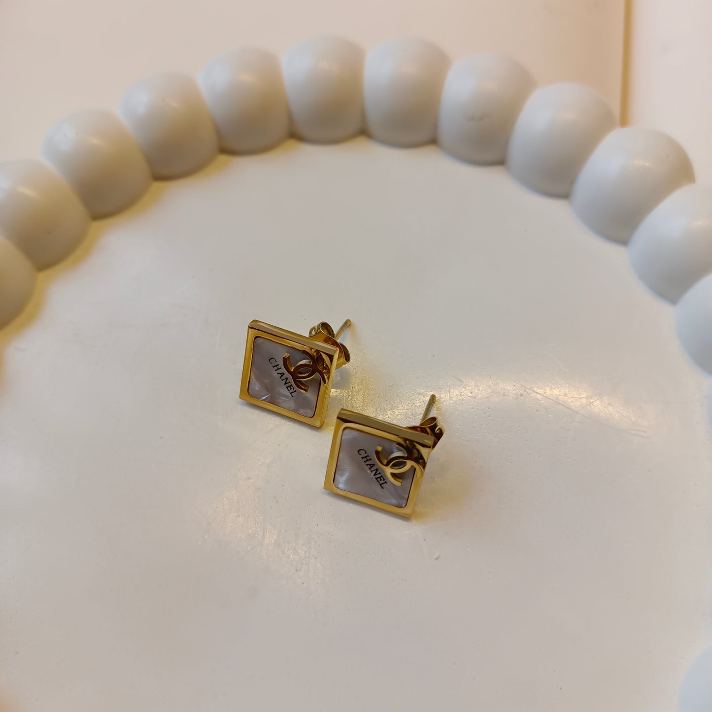 Coco Square Earrings 18K Gold Plated, Waterproof and Anti Tarnish