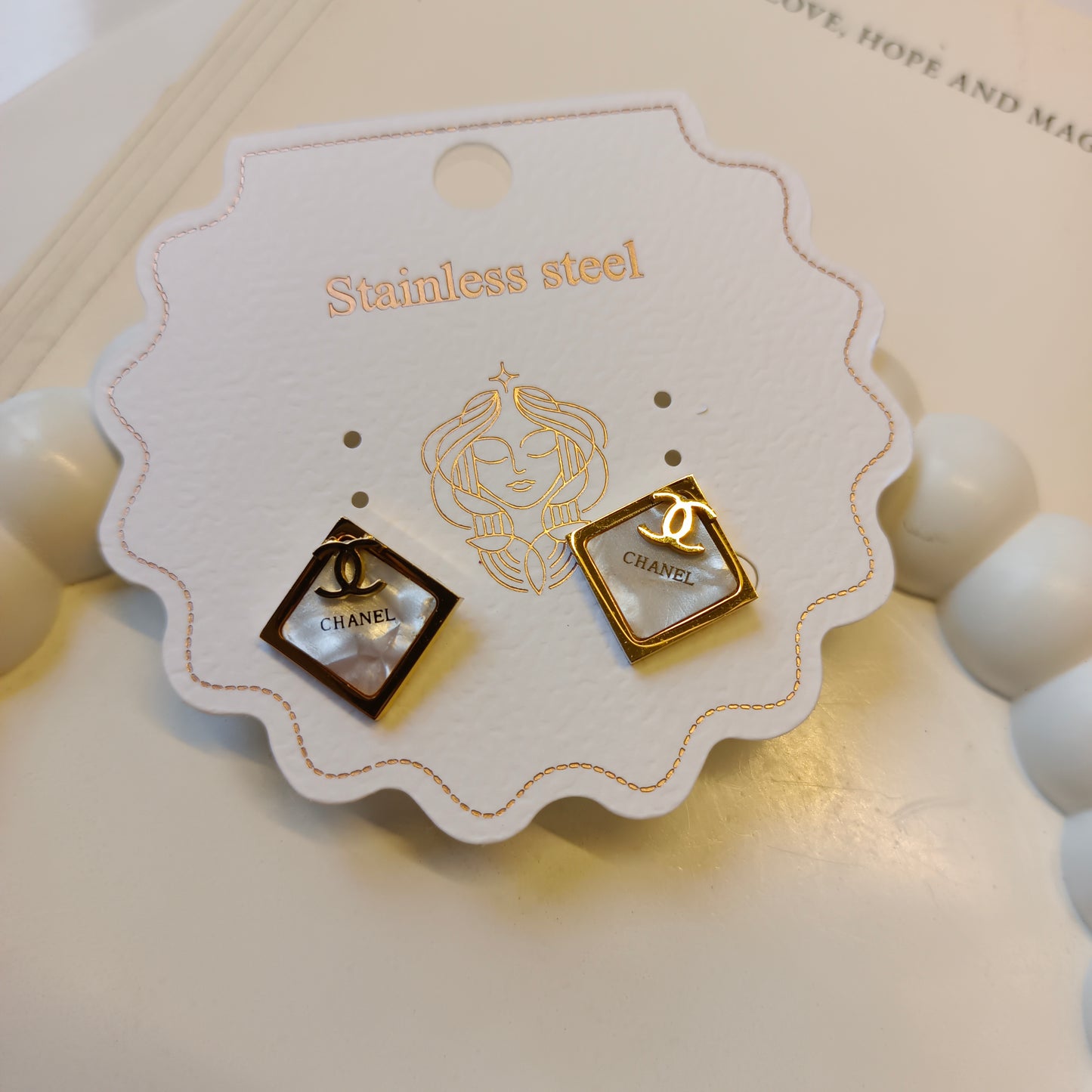 Coco Square Earrings 18K Gold Plated, Waterproof and Anti Tarnish